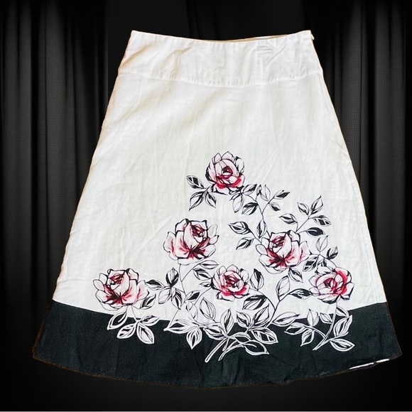 Vintage Y2K Tweeds Floral Side Zip Linen Blend Skirt Size 8 - Picture 1 of 9